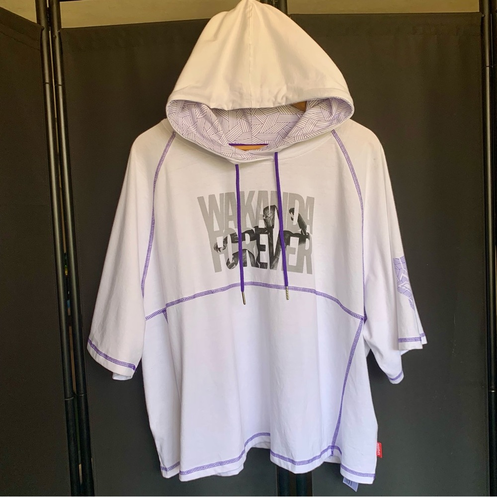 Marvel White and Purple Graphic Hoodie “Wakanda Forever”